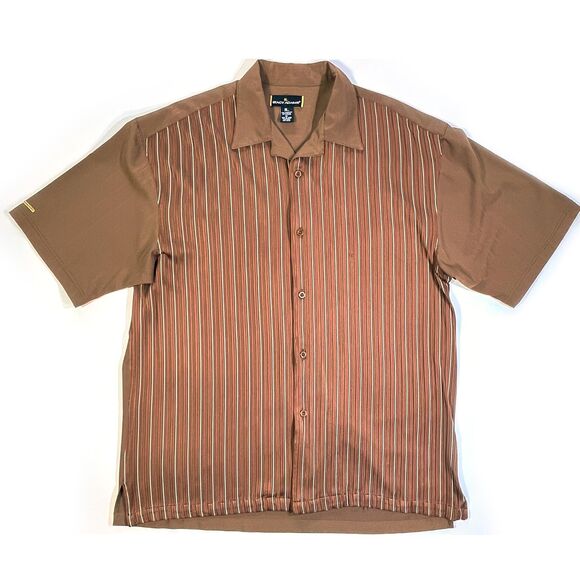 Stacy Adams Men’s XL Brown Knit Button Up Shirt - Picture 1 of 8